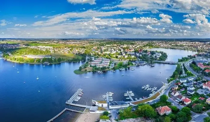 Framed Print : Aerial view of the Jeziorak lake and the city of Iława Framed Print : Aerial view of the Jeziorak lake and the city of Iława
