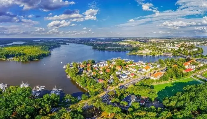 Framed Print : Aerial view of the Jeziorak lake and the city of Iława Framed Print : Aerial view of the Jeziorak lake and the city of Iława