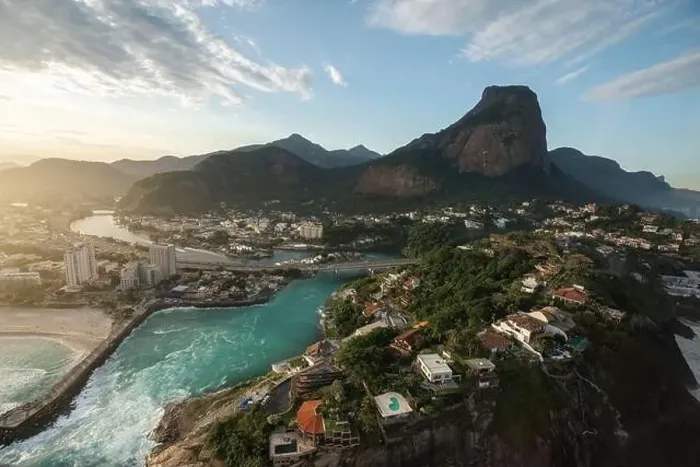 Framed Print : Aerial view of Joa and Pedra da Gavea Hill - Rio de Janeiro, Brazil