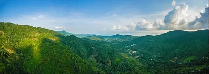 Framed Print : Aerial view of jungle mountains at Ko Samui island, Thailand Framed Print : Aerial view of jungle mountains at Ko Samui island, Thailand