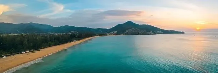 Framed Print : Aerial view of kamala beach at sunset in Phuket in Thailand Framed Print : Aerial view of kamala beach at sunset in Phuket in Thailand