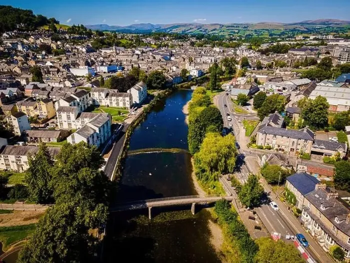Framed Print : Aerial view of Kendal in Lake District, a region and national park in Cumbria in northwest England, UK Framed Print : Aerial view of Kendal in Lake District, a region and national park in Cumbria in northwest England, UK