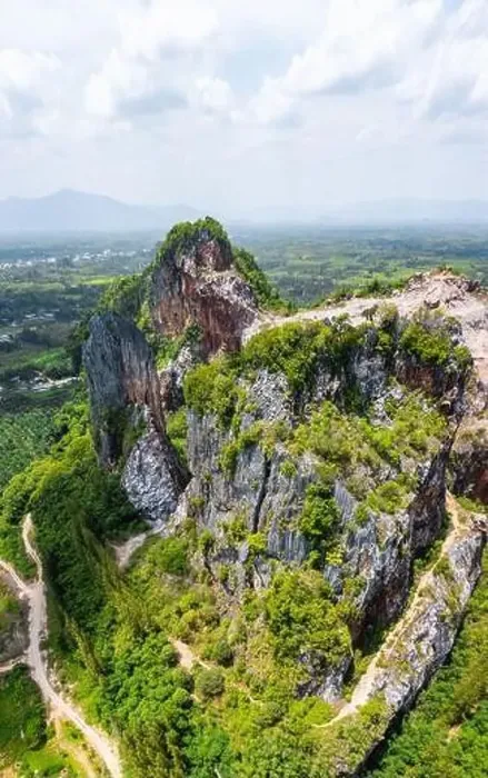 Framed Print : Aerial view of Khao Khuha mountain in Songkhla, Thailand Framed Print : Aerial view of Khao Khuha mountain in Songkhla, Thailand