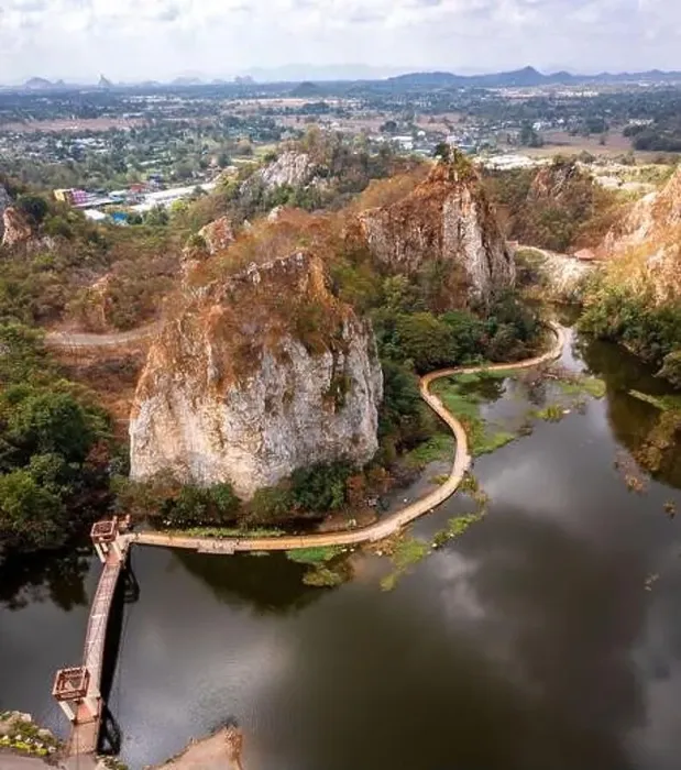 Framed Print : Aerial view of Khao Ngu Stone Park in Ratchaburi, Thailand Framed Print : Aerial view of Khao Ngu Stone Park in Ratchaburi, Thailand
