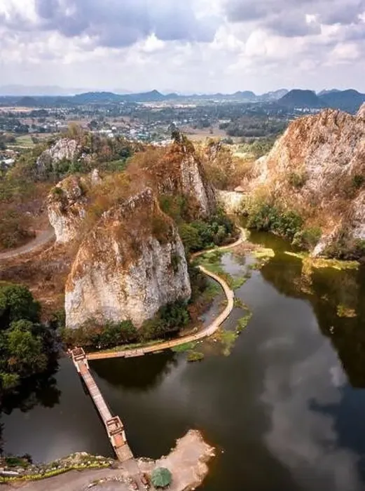 Framed Print : Aerial view of Khao Ngu Stone Park in Ratchaburi, Thailand Framed Print : Aerial view of Khao Ngu Stone Park in Ratchaburi, Thailand