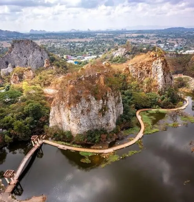 Framed Print : Aerial view of Khao Ngu Stone Park in Ratchaburi, Thailand Framed Print : Aerial view of Khao Ngu Stone Park in Ratchaburi, Thailand