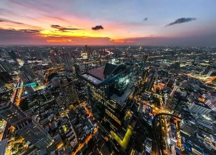 Framed Print : Aerial view of King Power Mahanakhon tower in Sathorn Silom central business district of Bangkok, Thailand Framed Print : Aerial view of King Power Mahanakhon tower in Sathorn Silom central business district of Bangkok, Thailand