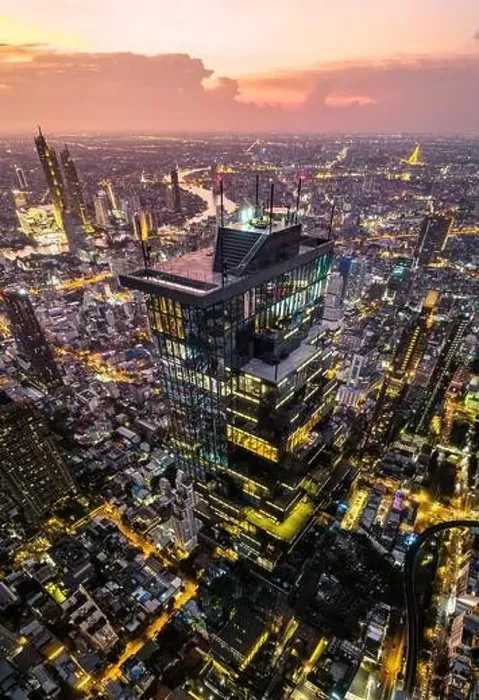 Framed Print : Aerial view of King Power Mahanakhon tower in Sathorn Silom central business district of Bangkok, Thailand Framed Print : Aerial view of King Power Mahanakhon tower in Sathorn Silom central business district of Bangkok, Thailand