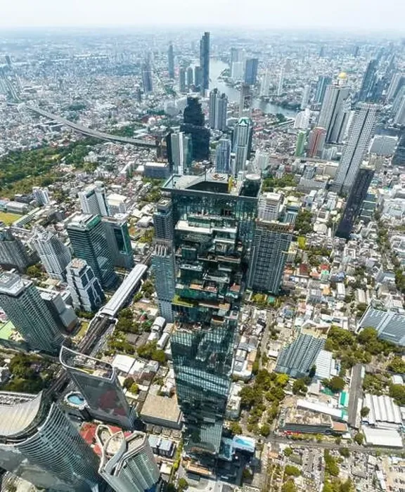 Framed Print : Aerial view of King Power Mahanakhon tower in Sathorn Silom central business district of Bangkok, Thailand Framed Print : Aerial view of King Power Mahanakhon tower in Sathorn Silom central business district of Bangkok, Thailand
