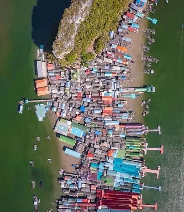 Framed Print : Aerial view of Ko Panyi or Koh Panyee muslim fishing village in Phang Nga Province, Thailand Framed Print : Aerial view of Ko Panyi or Koh Panyee muslim fishing village in Phang Nga Province, Thailand