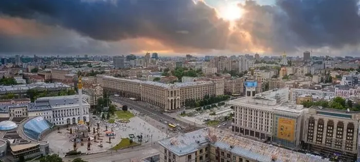 Framed Print : Aerial view of the Kyiv city. Beautiful streets near the city center Framed Print : Aerial view of the Kyiv city. Beautiful streets near the city center