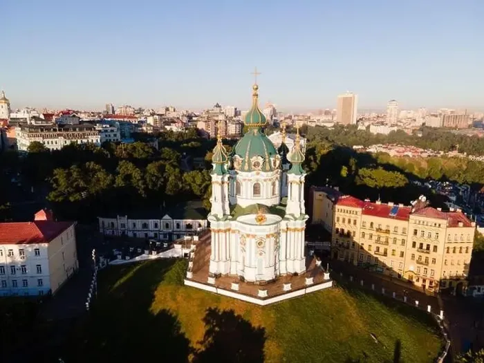 Framed Print : Aerial view of Kyiv St. Andrew's Church. Ukraine Framed Print : Aerial view of Kyiv St. Andrew's Church. Ukraine