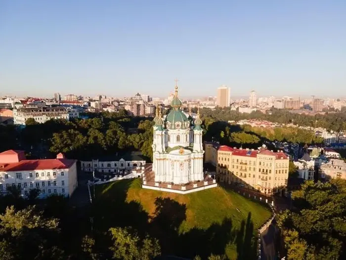 Framed Print : Aerial view of Kyiv St. Andrew's Church. Ukraine Framed Print : Aerial view of Kyiv St. Andrew's Church. Ukraine