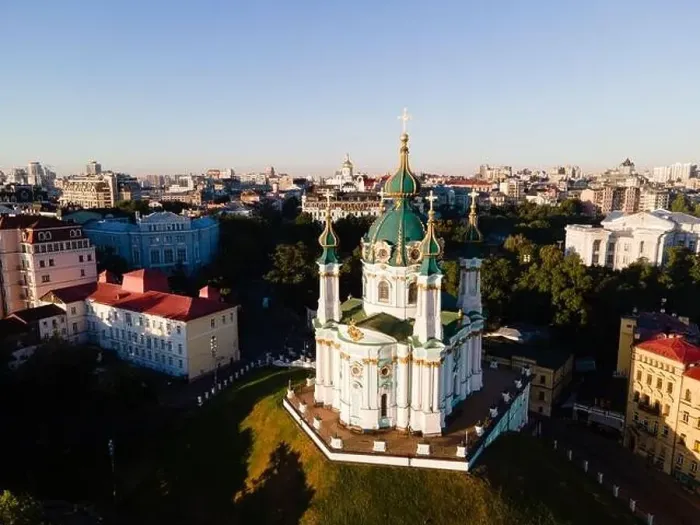 Framed Print : Aerial view of Kyiv St. Andrew's Church. Ukraine Framed Print : Aerial view of Kyiv St. Andrew's Church. Ukraine
