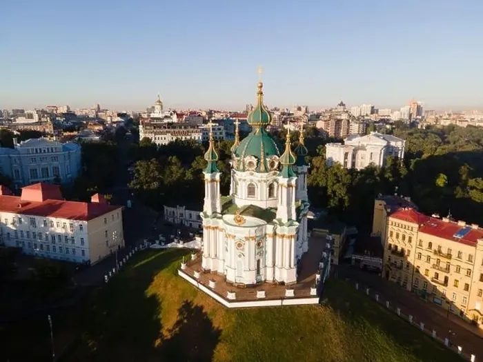 Framed Print : Aerial view of Kyiv St. Andrew's Church. Ukraine Framed Print : Aerial view of Kyiv St. Andrew's Church. Ukraine