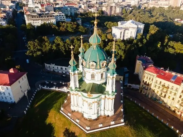 Framed Print : Aerial view of Kyiv St. Andrew's Church. Ukraine Framed Print : Aerial view of Kyiv St. Andrew's Church. Ukraine
