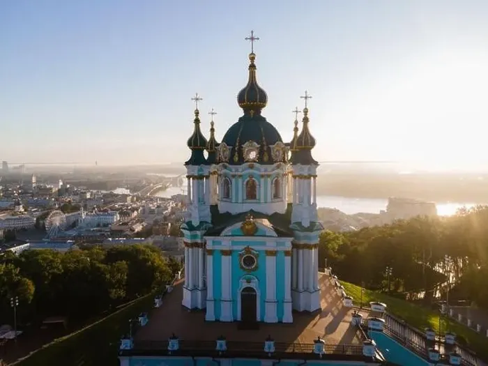 Framed Print : Aerial view of Kyiv St. Andrew's Church. Ukraine Framed Print : Aerial view of Kyiv St. Andrew's Church. Ukraine