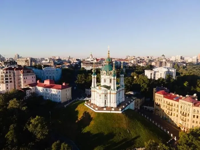 Framed Print : Aerial view of Kyiv St. Andrew's Church. Ukraine Framed Print : Aerial view of Kyiv St. Andrew's Church. Ukraine