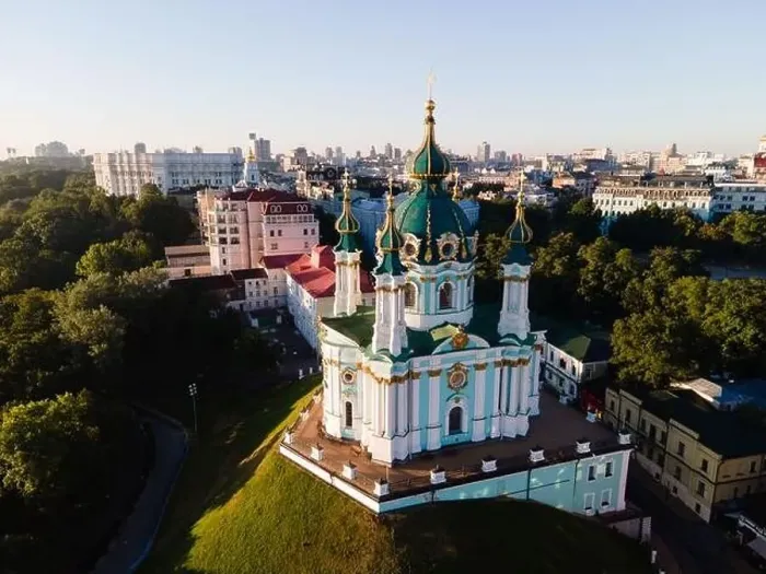Framed Print : Aerial view of Kyiv St. Andrew's Church. Ukraine Framed Print : Aerial view of Kyiv St. Andrew's Church. Ukraine