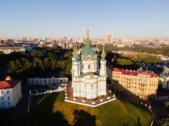 Framed Print : Aerial view of Kyiv St. Andrew's Church. Ukraine Framed Print : Aerial view of Kyiv St. Andrew's Church. Ukraine