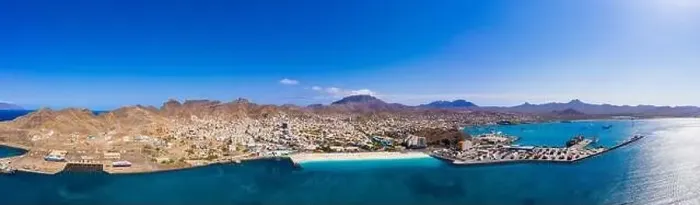 Framed Print : Aerial view of Laginha beach in Mindelo city in Sao Vicente Island in Cape Verde Framed Print : Aerial view of Laginha beach in Mindelo city in Sao Vicente Island in Cape Verde