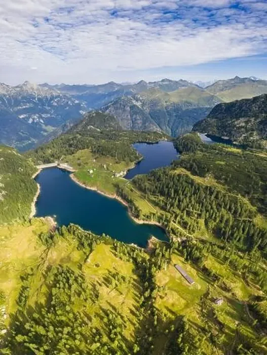 Framed Print : Aerial view of Lago Casere, Lago Marcio and Lago del Becco at sunrise Framed Print : Aerial view of Lago Casere, Lago Marcio and Lago del Becco at sunrise