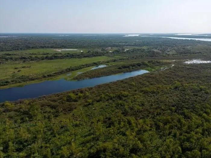 Framed Print : Aerial view of a lagoon at the huge river Framed Print : Aerial view of a lagoon at the huge river