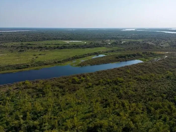 Framed Print : Aerial view of a lagoon at the huge river Framed Print : Aerial view of a lagoon at the huge river