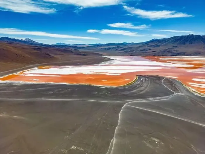 Framed Print : Aerial view of Laguna Colorada Framed Print : Aerial view of Laguna Colorada