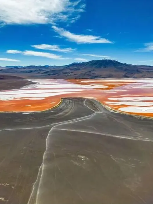 Framed Print : Aerial view of Laguna Colorada Framed Print : Aerial view of Laguna Colorada