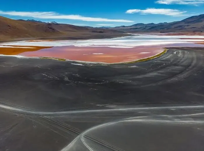 Framed Print : Aerial view of Laguna Colorada Framed Print : Aerial view of Laguna Colorada