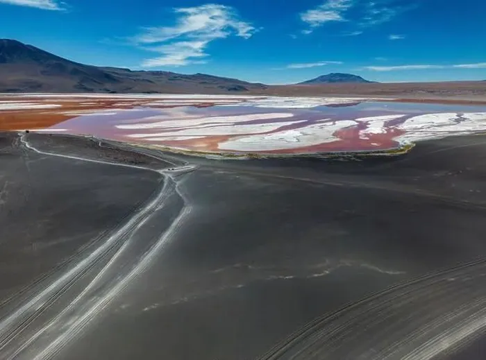 Framed Print : Aerial view of Laguna Colorada Framed Print : Aerial view of Laguna Colorada