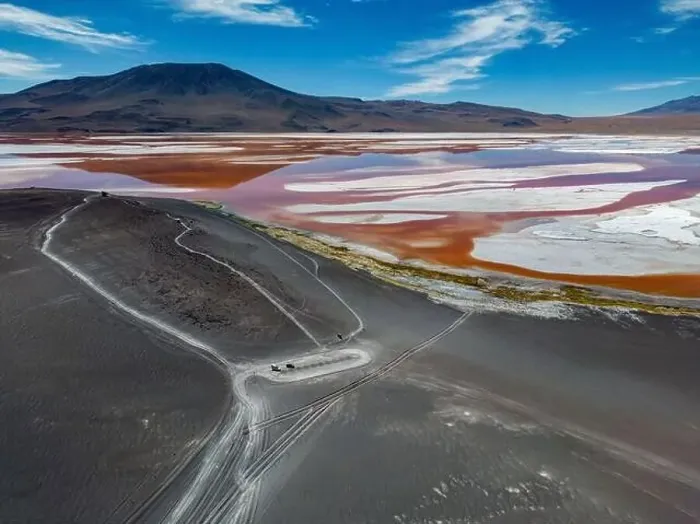Framed Print : Aerial view of Laguna Colorada Framed Print : Aerial view of Laguna Colorada