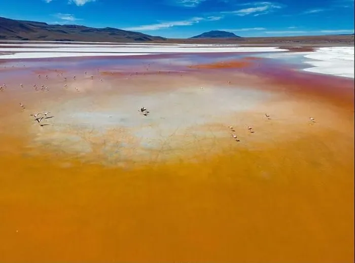 Framed Print : Aerial view of Laguna Colorada Framed Print : Aerial view of Laguna Colorada