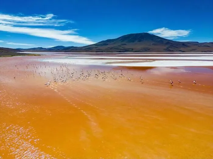 Framed Print : Aerial view of Laguna Colorada Framed Print : Aerial view of Laguna Colorada