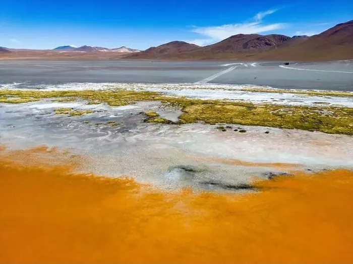 Framed Print : Aerial view of Laguna Colorada Framed Print : Aerial view of Laguna Colorada