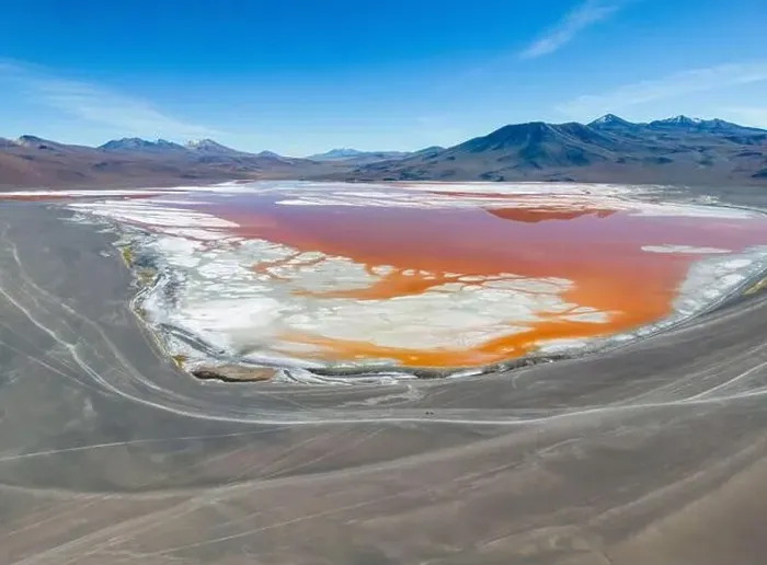 Framed Print : Aerial view of Laguna Colorada Framed Print : Aerial view of Laguna Colorada