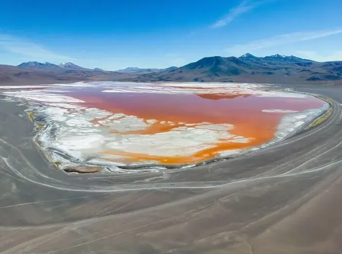 Framed Print : Aerial view of Laguna Colorada Framed Print : Aerial view of Laguna Colorada