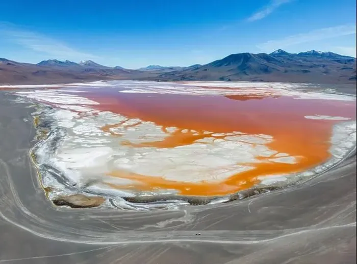 Framed Print : Aerial view of Laguna Colorada Framed Print : Aerial view of Laguna Colorada