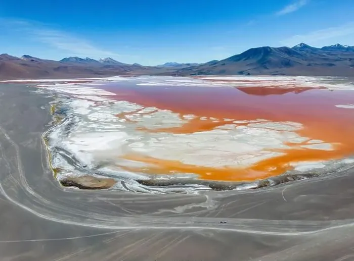 Framed Print : Aerial view of Laguna Colorada Framed Print : Aerial view of Laguna Colorada