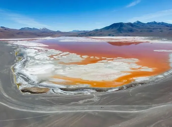 Framed Print : Aerial view of Laguna Colorada Framed Print : Aerial view of Laguna Colorada