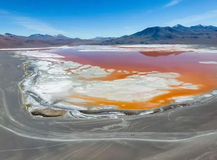 Framed Print : Aerial view of Laguna Colorada Framed Print : Aerial view of Laguna Colorada