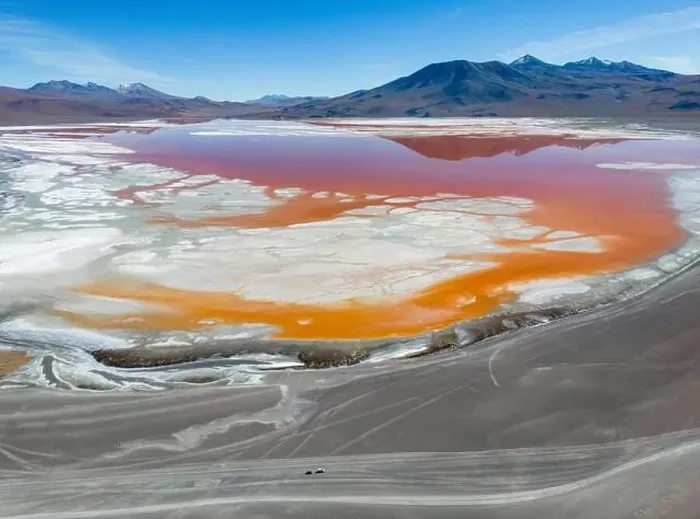 Framed Print : Aerial view of Laguna Colorada Framed Print : Aerial view of Laguna Colorada