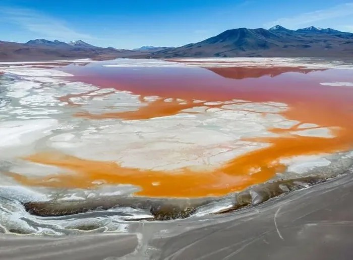 Framed Print : Aerial view of Laguna Colorada Framed Print : Aerial view of Laguna Colorada