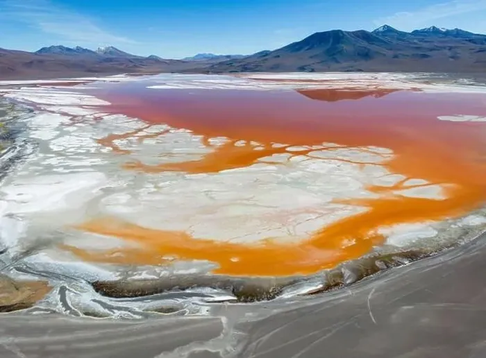 Framed Print : Aerial view of Laguna Colorada Framed Print : Aerial view of Laguna Colorada