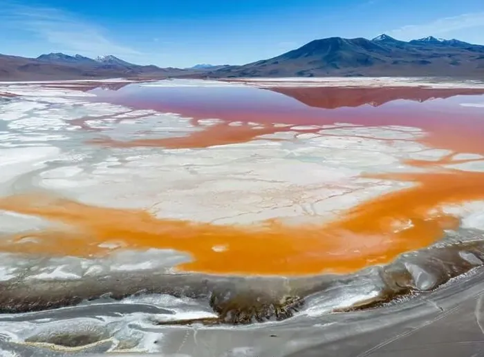 Framed Print : Aerial view of Laguna Colorada Framed Print : Aerial view of Laguna Colorada
