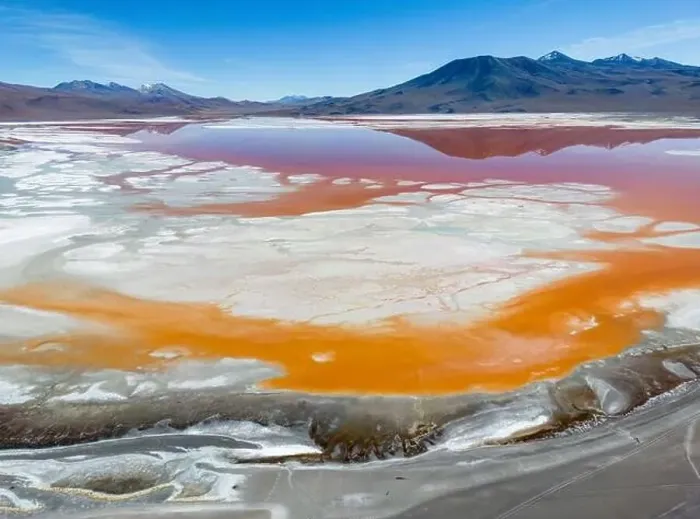 Framed Print : Aerial view of Laguna Colorada Framed Print : Aerial view of Laguna Colorada