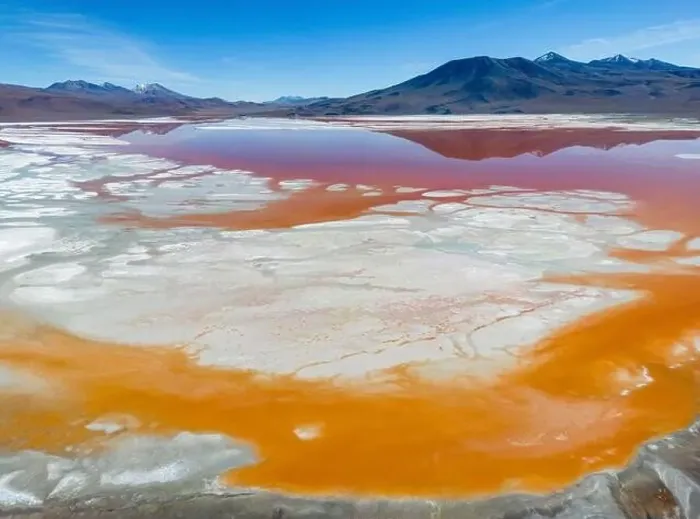 Framed Print : Aerial view of Laguna Colorada Framed Print : Aerial view of Laguna Colorada