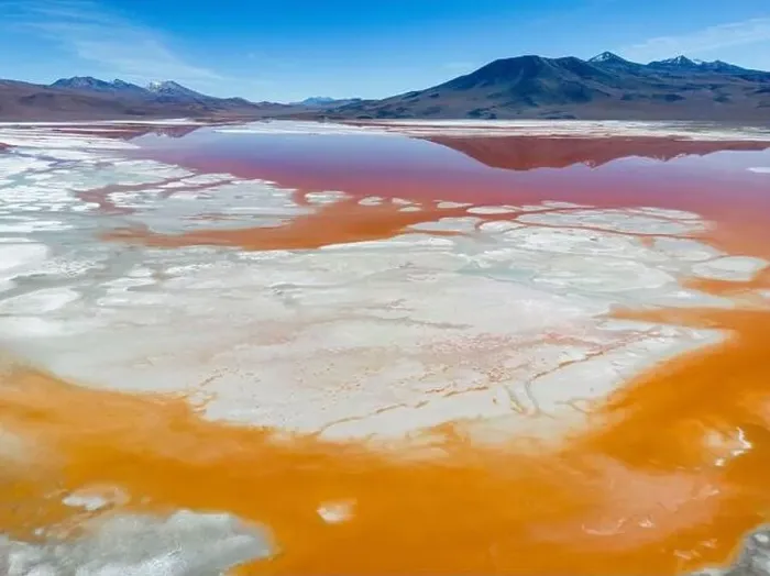 Framed Print : Aerial view of Laguna Colorada Framed Print : Aerial view of Laguna Colorada