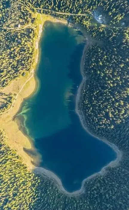 Framed Print : Aerial view of lake and forest from above. Valtellina, Italian Alps Framed Print : Aerial view of lake and forest from above. Valtellina, Italian Alps